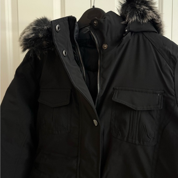 NWT Snobbish Women's double face Black Ski Jacket with Faux Fur Hood Size S - Picture 3 of 17